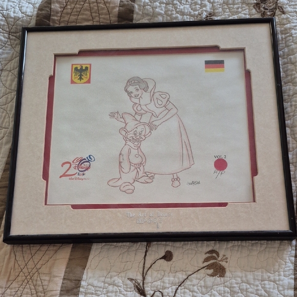Disney Other - Disney Sketch Art with Snow White in Black Frame